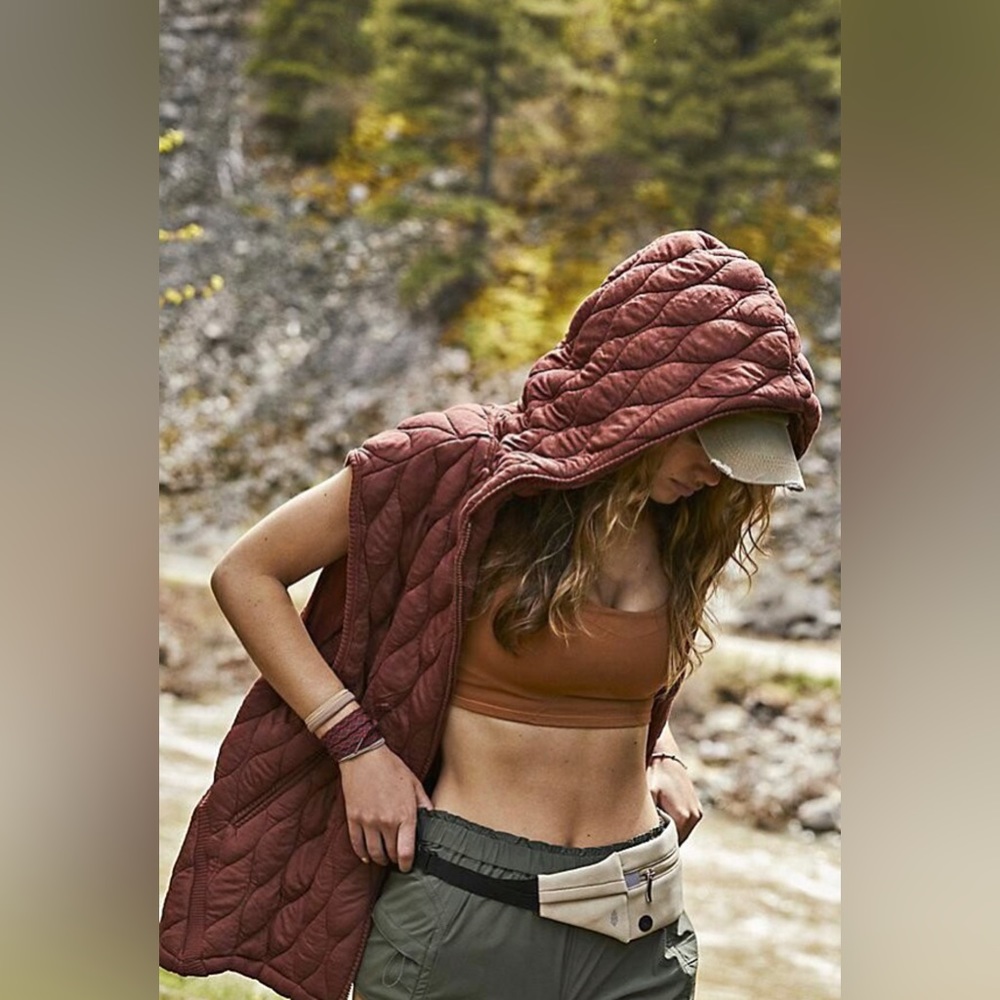 Free People Movement Dream Big Quilted Vest Ginger Spice S EUC
